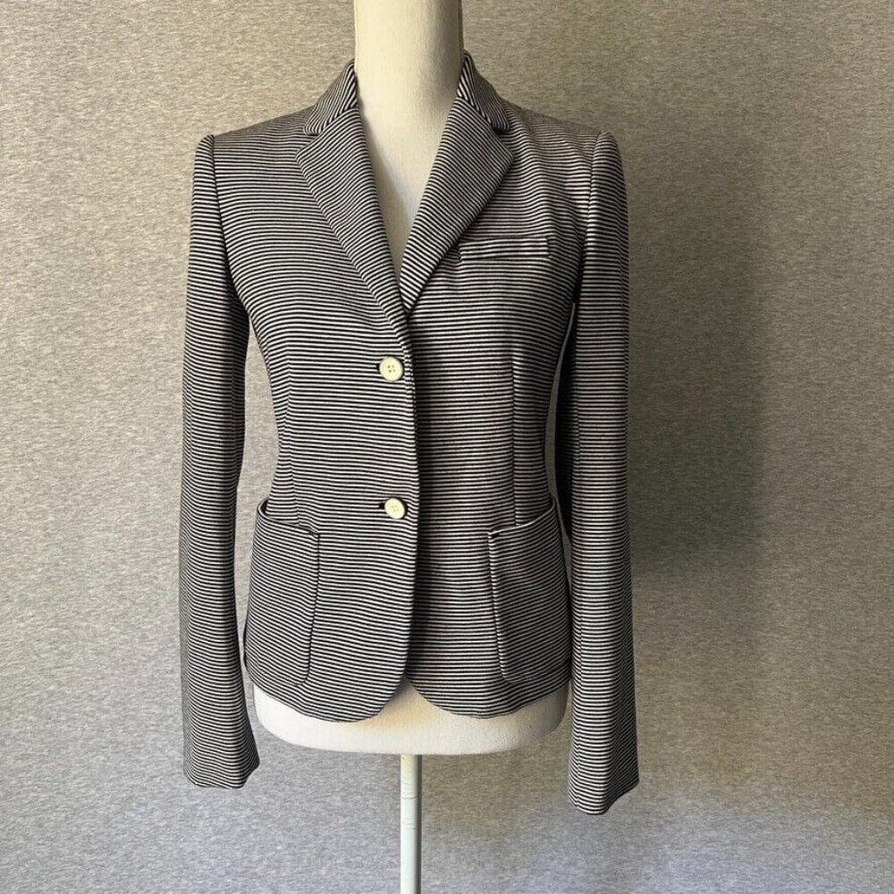Gap Academy Blazer Womens Size 4 Navy White Stripe Knit Academia Jacket Nautical